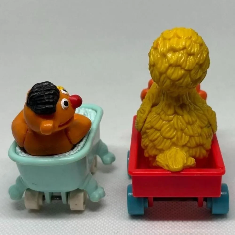Vintage 1990s Applause Sesame Street Gang on Wheels Set Big Bird and Ernie
